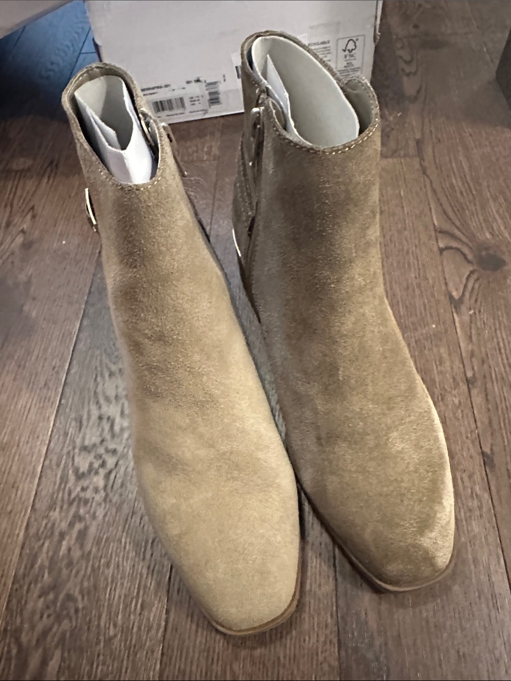 Aldo Serrafina Suede Leather Ankle Bootie with Buckle Strap - Taupe - Picture 10 of 13